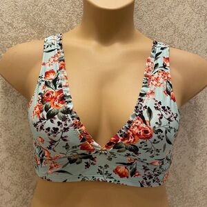 Mossimo Supply Co. Floral Bikini Top - Light Blue and Red